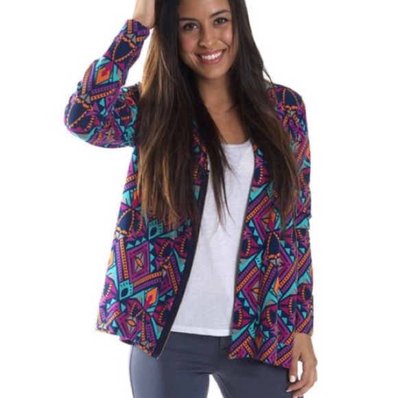 NWT! Tribal / Geometric Print Zip Up Jacket - Picture 1 of 3
